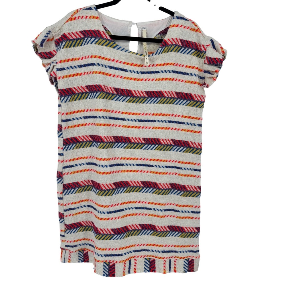 Uncle Frank Womens‎ Striped Ruffle Sleeve Shift Dress Multi Color Size Large